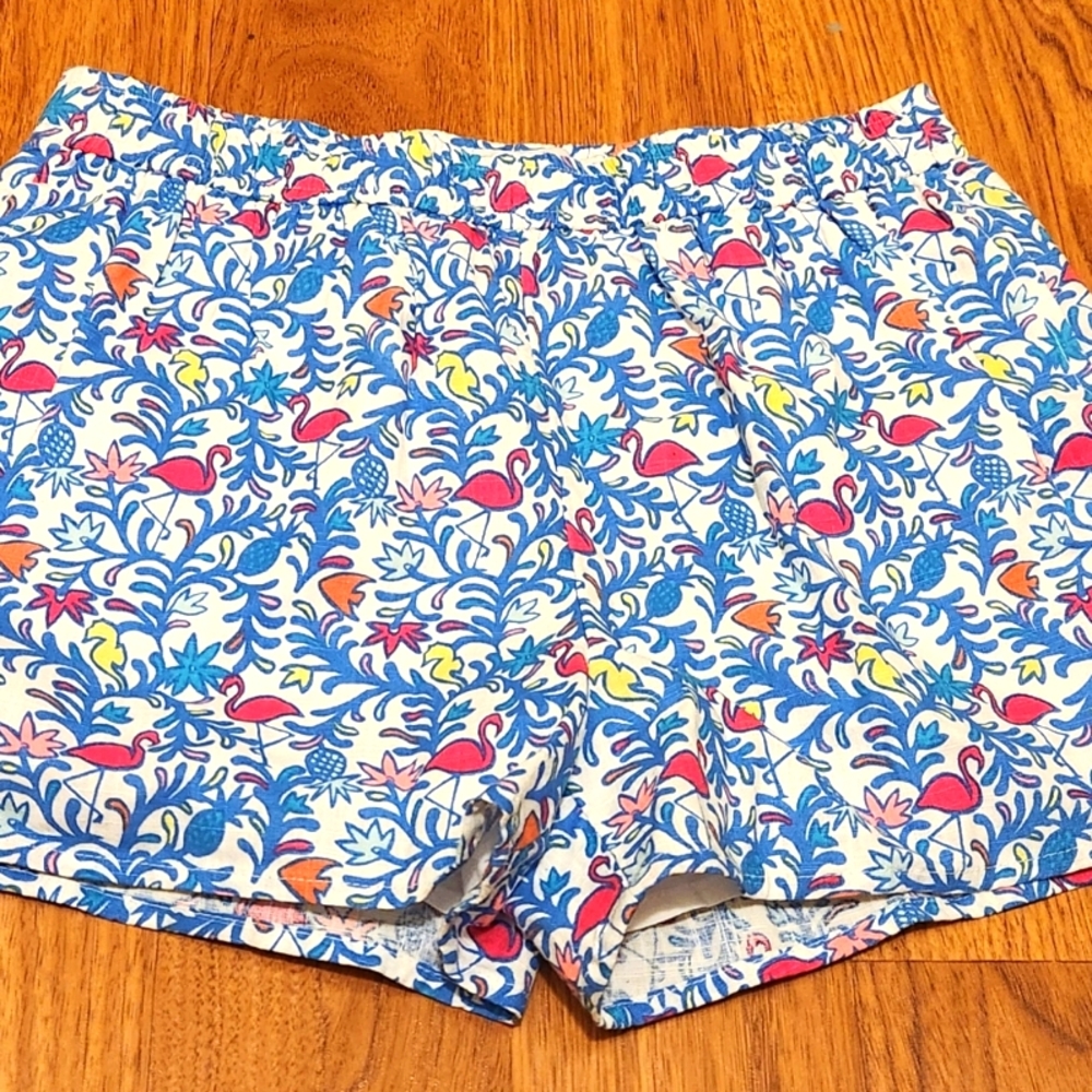 Vineyard NWOT girls flamingo lined cotton shorts